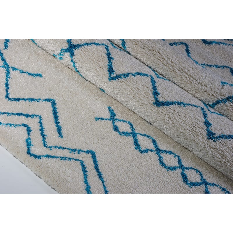 LaDole Rugs Contemporary Trellis Area Rugs in Ivory Dark Grey