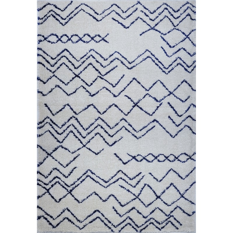 LaDole Rugs Contemporary Trellis Area Rugs in Ivory Dark Grey