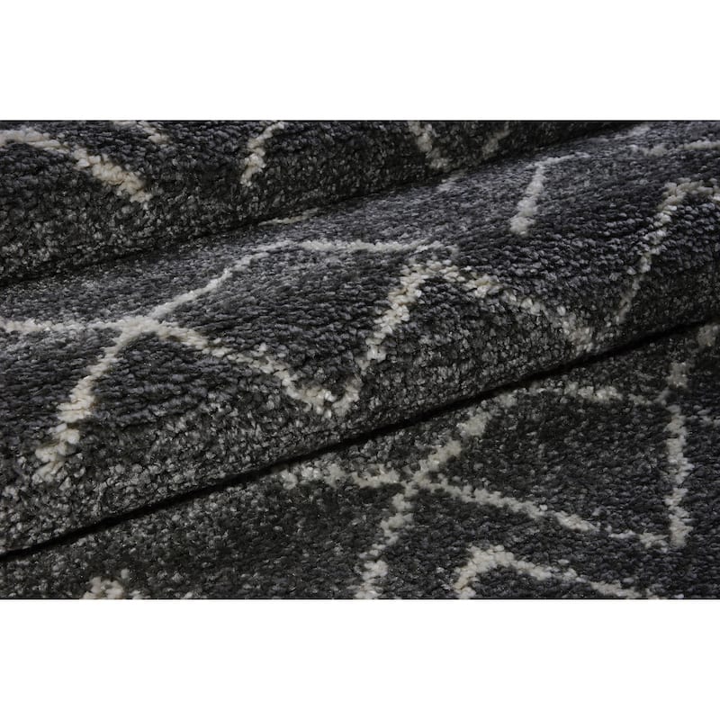 LaDole Rugs Contemporary Trellis Area Rugs in Ivory Dark Grey