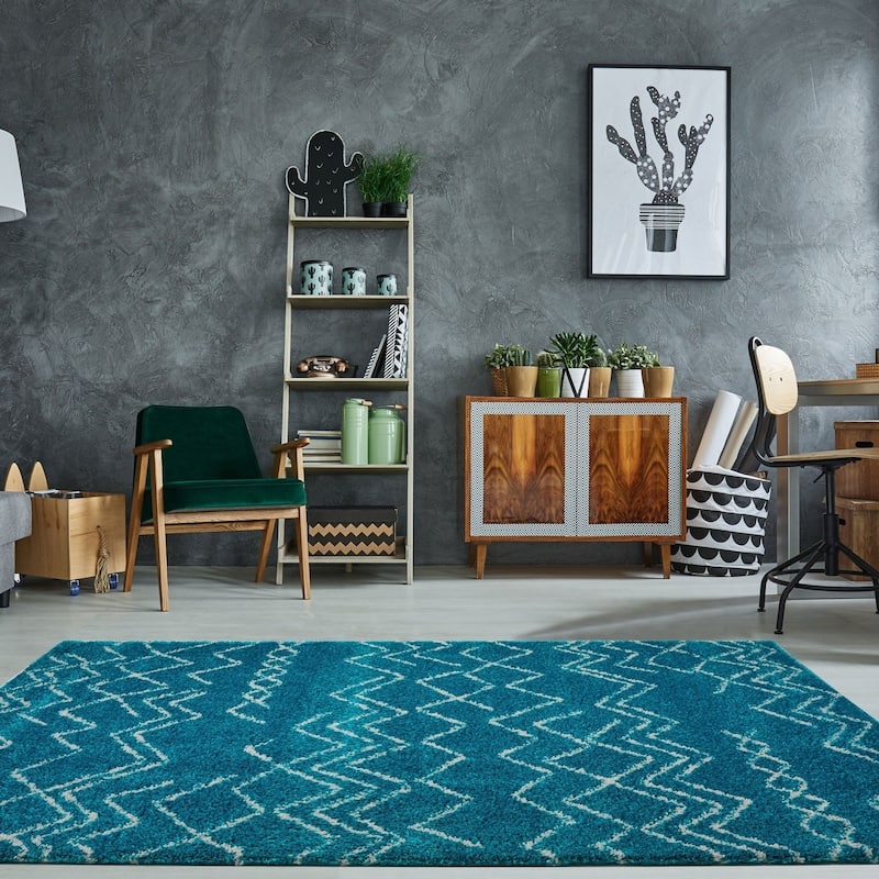 LaDole Rugs Contemporary Trellis Area Rugs in Ivory Dark Grey