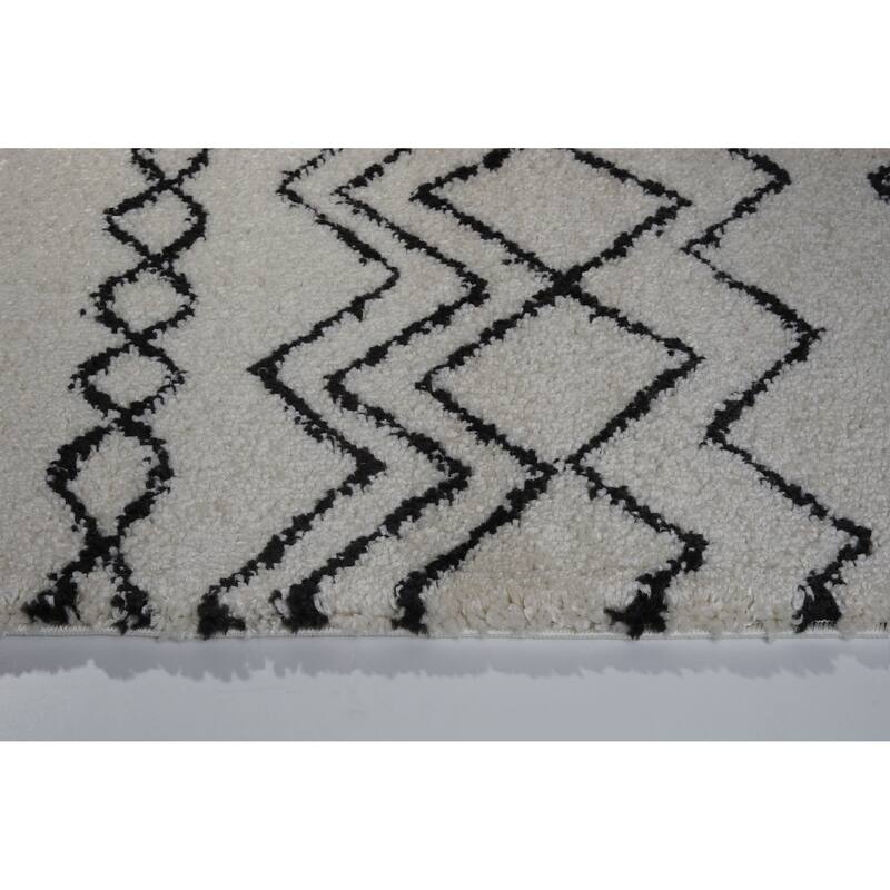 LaDole Rugs Contemporary Trellis Area Rugs in Ivory Dark Grey