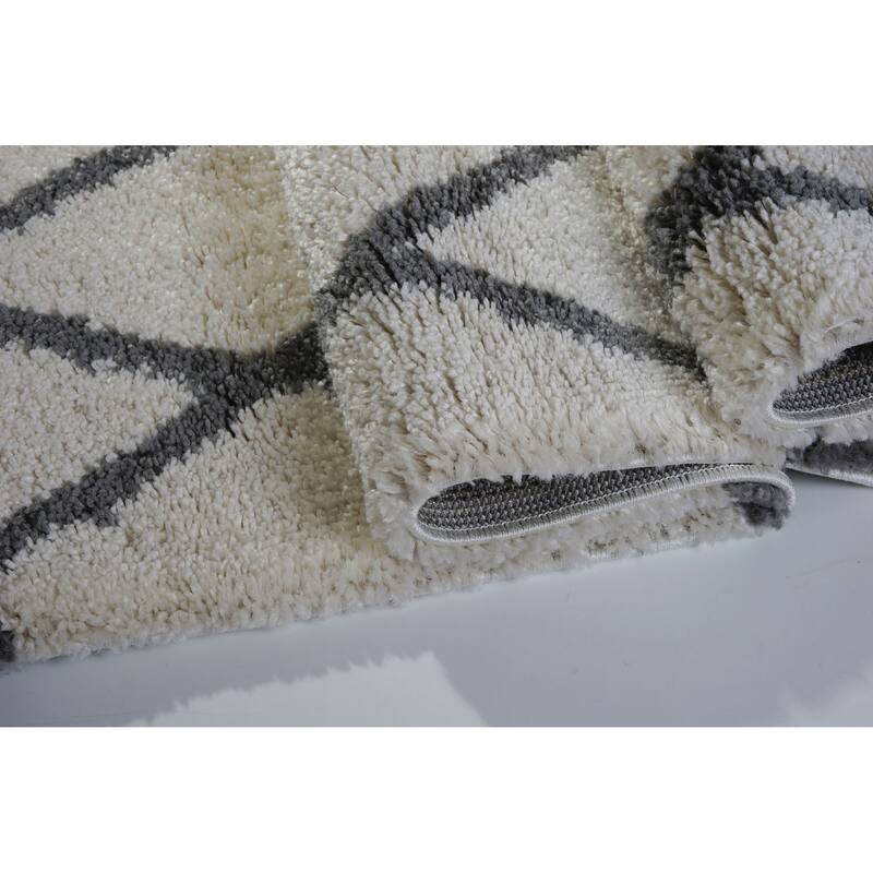 LaDole Rugs Geometric Trellis Stylish Area Rug in Dark Grey Ivory 4x6
