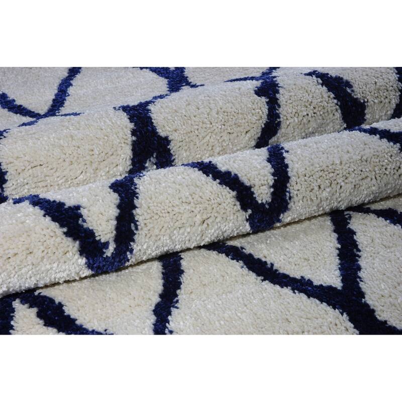 LaDole Rugs Geometric Trellis Stylish Area Rug in Dark Grey Ivory 4x6