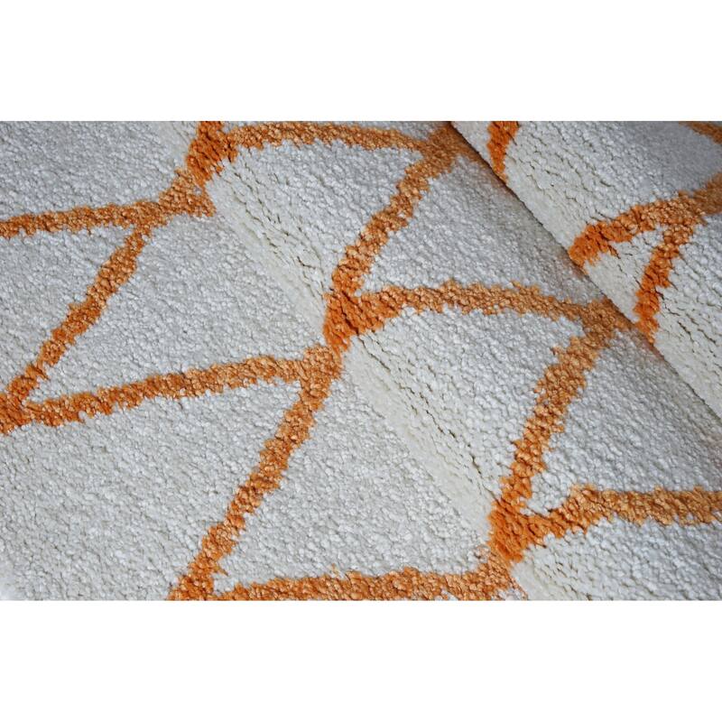 LaDole Rugs Geometric Trellis Stylish Area Rug in Dark Grey Ivory 4x6