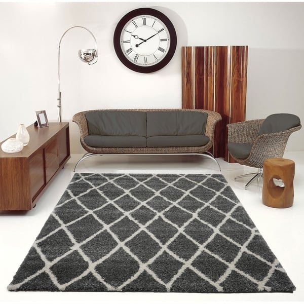 Ladole Rugs Geometric Trellis Stylish Area Rug In Dark Grey Trellis Stylish Area Rug In Dark Grey