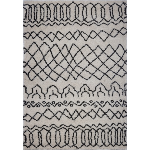 LaDole Rugs Trellis Beautiful Modern Area Rug in Ivory Dark Grey 4x6
