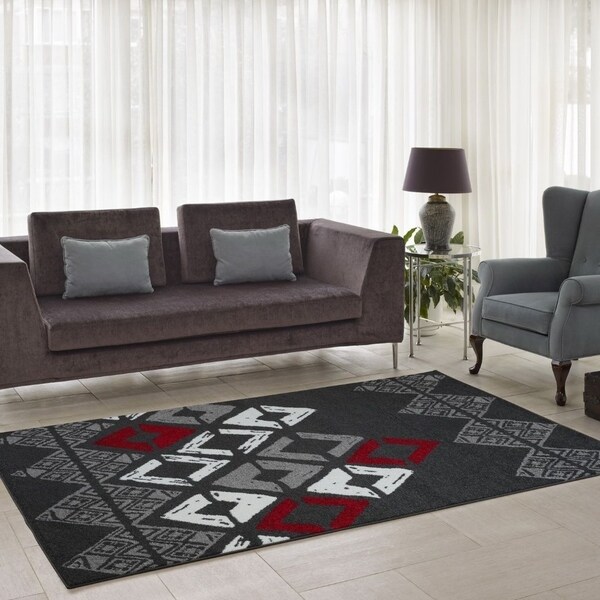 LaDole Rugs Diamond Geometric Smooth Innovative Area Rug in Grey
