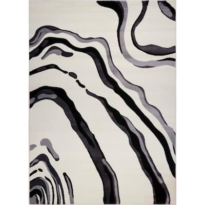 LaDole Rugs Abstract Wave Pattern Modern Area Rug