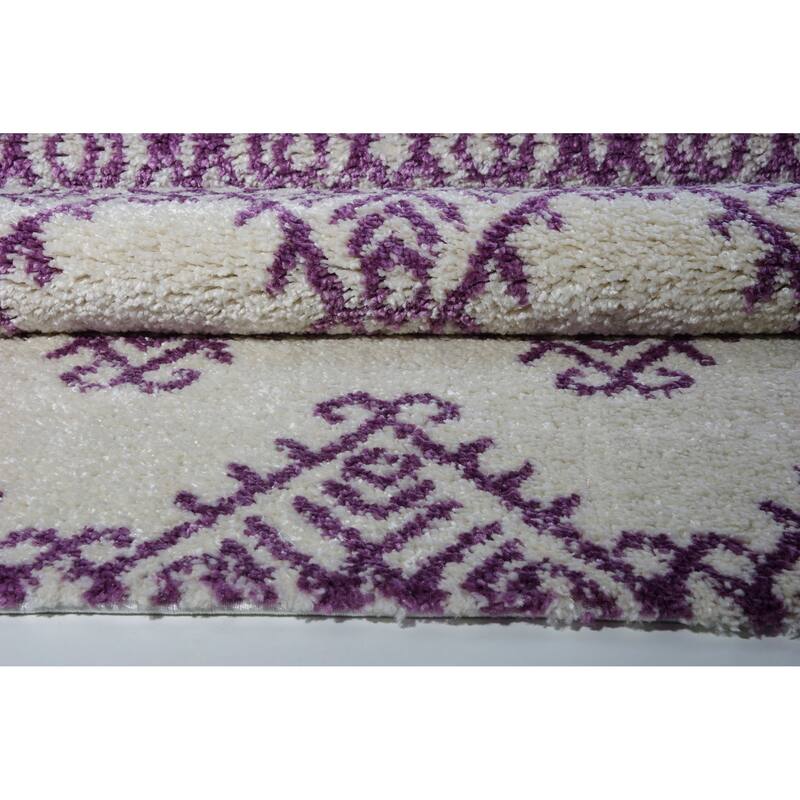 LaDole Rugs Soft Trellis Geometric Area Rug in Ivory Dark Grey 4x6