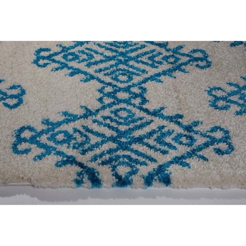 LaDole Rugs Soft Trellis Geometric Area Rug in Ivory Dark Grey 4x6