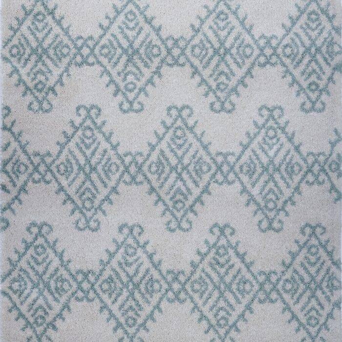 LaDole Rugs Soft Trellis Geometric Area Rug in Ivory Dark Grey 4x6 - 7'10" x 10'5"(240cm x 320cm) - Ivory-Water Green