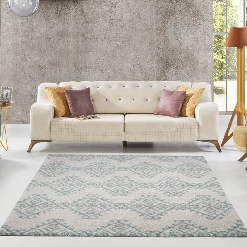 LaDole Rugs Soft Trellis Geometric Area Rug in Ivory Dark Grey 4x6
