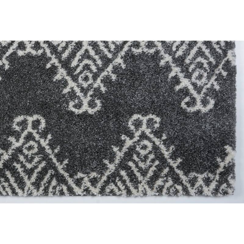LaDole Rugs Soft Trellis Geometric Area Rug in Ivory Dark Grey 4x6