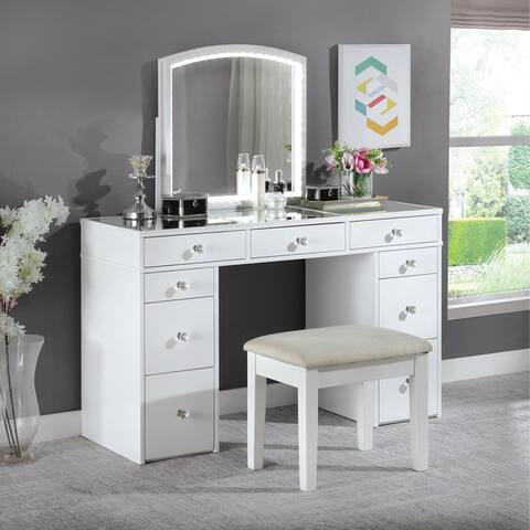 Furniture of America Cork Transitional White 2-piece Vanity Set