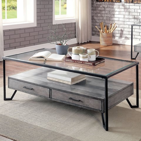 Furniture of America Korz Urban Grey 48-inch 1-shelf Coffee Table