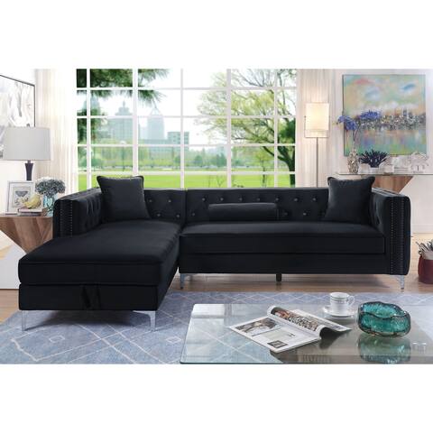 Furniture of America Reri Traditional Flannelette Tufted Sectional