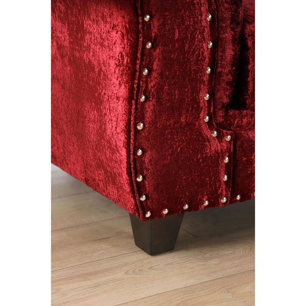 Furniture Of America Tace Transitional Red Velvet Nailhead Loveseat Overstock 29244145