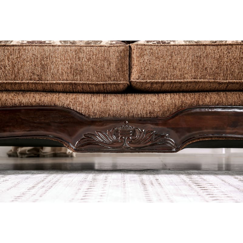 Pora Traditional Brown Weave Chenille Loveseat by Furniture of America