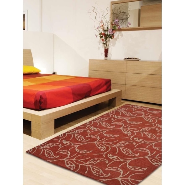 Modern Hand Tufted Wool Botanical Area Rug Indian Oriental Carpet