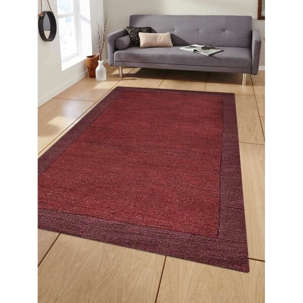 Modern Solid Color Hand Tufted Carpet Border Indian Oriental Area Rug - 5' x 8'