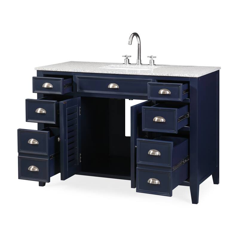 46.5" Benton Collection Navy Blue Zapate Granite Top Bath Vanity