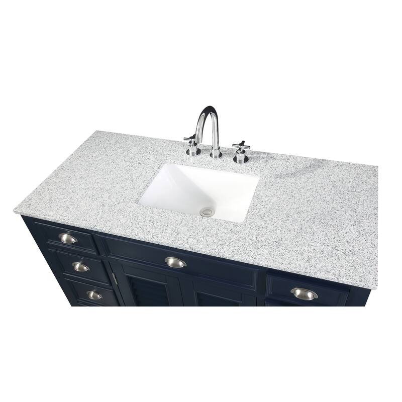 46.5" Benton Collection Navy Blue Zapate Granite Top Bath Vanity