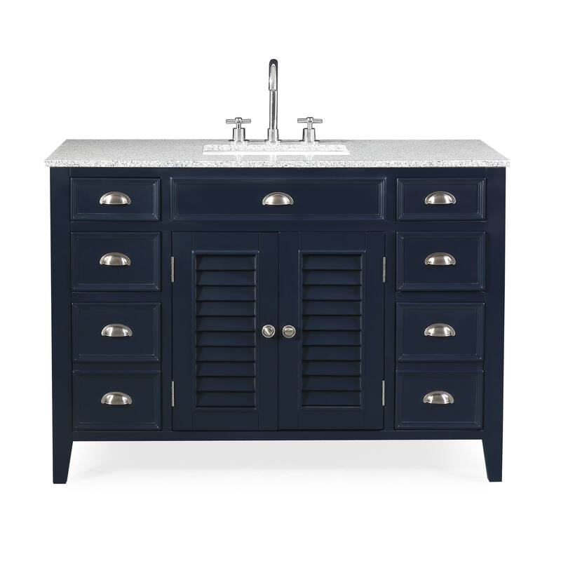 46.5" Benton Collection Navy Blue Zapate Granite Top Bath Vanity - N/A