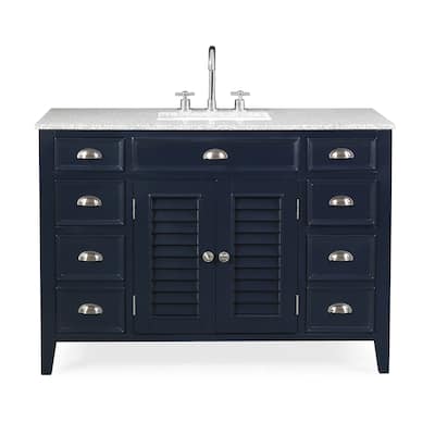 46.5" Benton Collection Navy Blue Zapate Granite Top Bath Vanity