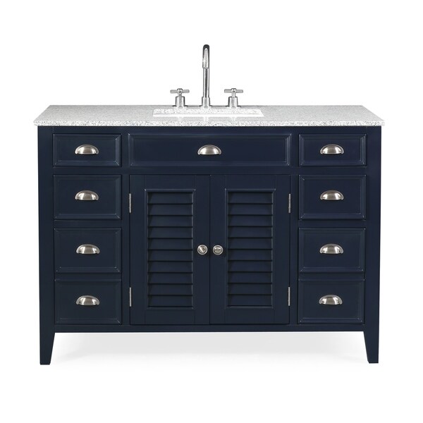 46.5" Benton Collection Navy Blue Zapate Granite Top Bath Vanity