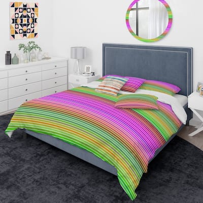 Designart 'Horizontal Retro Geometrical Pattern II' Mid-Century Modern Duvet Cover Comforter Set