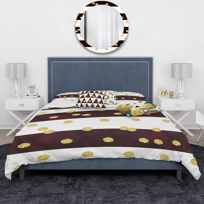 Designart 'gold Polka Dot Pattern I' Mid-century Modern Duvet Cover 