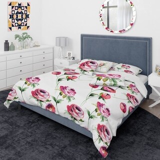 Designart 'Roses Flowers Pattern' Mid-Century Modern Duvet Cover ...