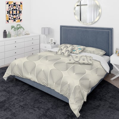 Designart 'Monochrome Geometric Pattern X' Mid-Century Modern Duvet Cover Comforter Set