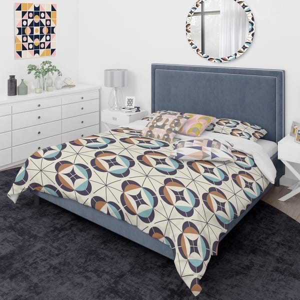 Designart 'Geometric Retro Design V' Mid-Century Modern Duvet Cover ...