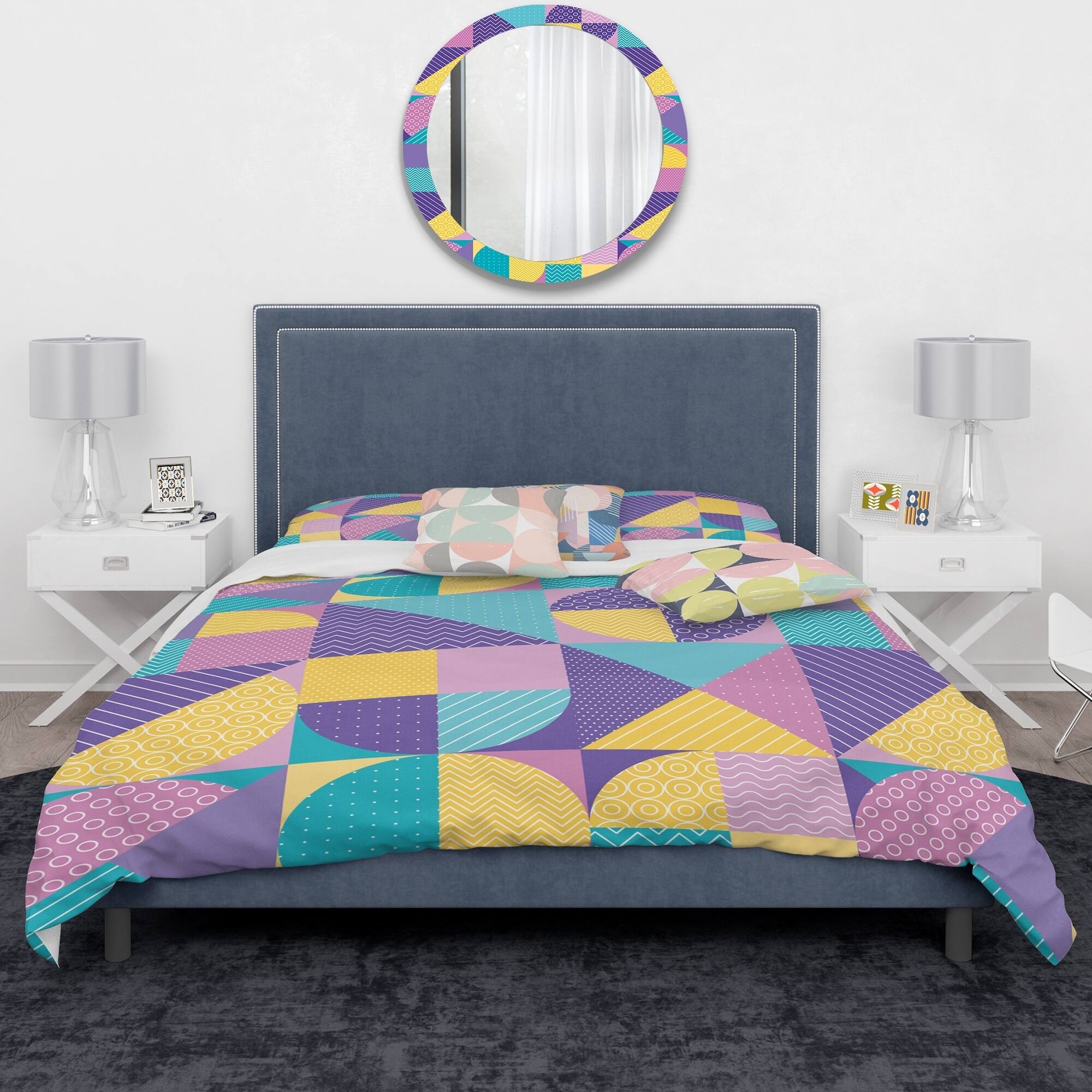 Designart 'Geometrical Pastel Abstract I' Mid-Century Modern Duvet ...