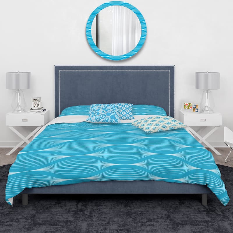 Designart 'Light Blue Wave pattern' Mid-Century Modern Duvet Cover ...