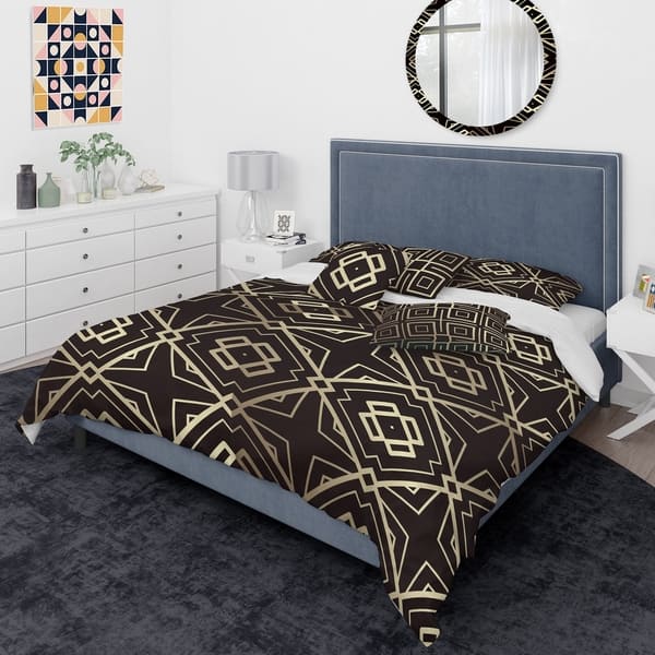 Shop Designart Gold And Black Art Deco Pattern Mid Century