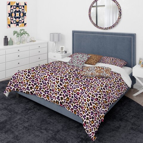 Designart 'Leopard Fur Safari VII' Mid-Century Modern Duvet Cover Comforter Set