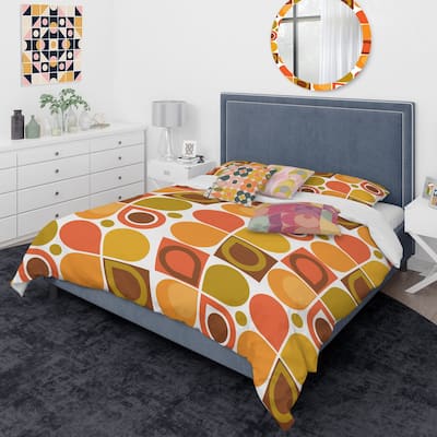 Designart 'Abstract Retro Geometric Pattern VI' Mid-Century Modern Duvet Cover Comforter Set