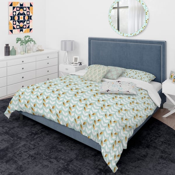 Designart 'Golden Foliage X' Mid-Century Modern Duvet Cover Comforter ...