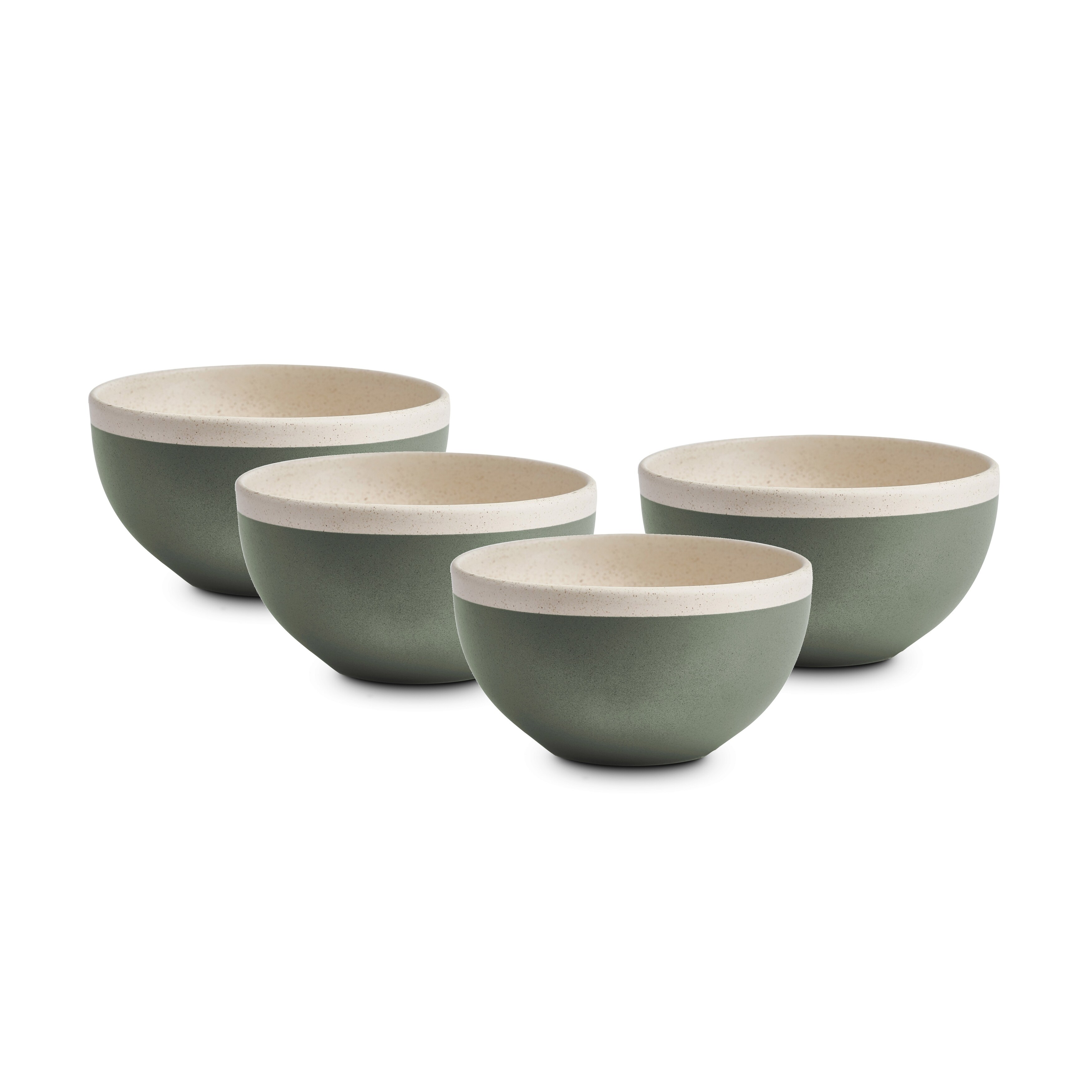 Stone Lain Stoneware Dinnerware Set 16 Piece Green and Cream