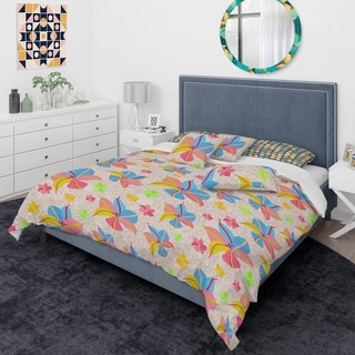 Designart 'Retro Pink Yellow Flowers' Mid-Century Modern Duvet Cover ...