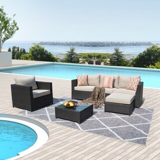 Kf603ovios Patio Furniture Set Big Size Outdoor Furniture 6 Pcs Set Pe Rattan Wicker Sectional With 2 Pillows And 1 Furniture Cover Brown Dailymail