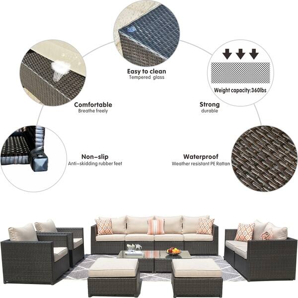 Shop Ovios Patio Furniture Set Big Size Outdoor Furniture 12 Pcs