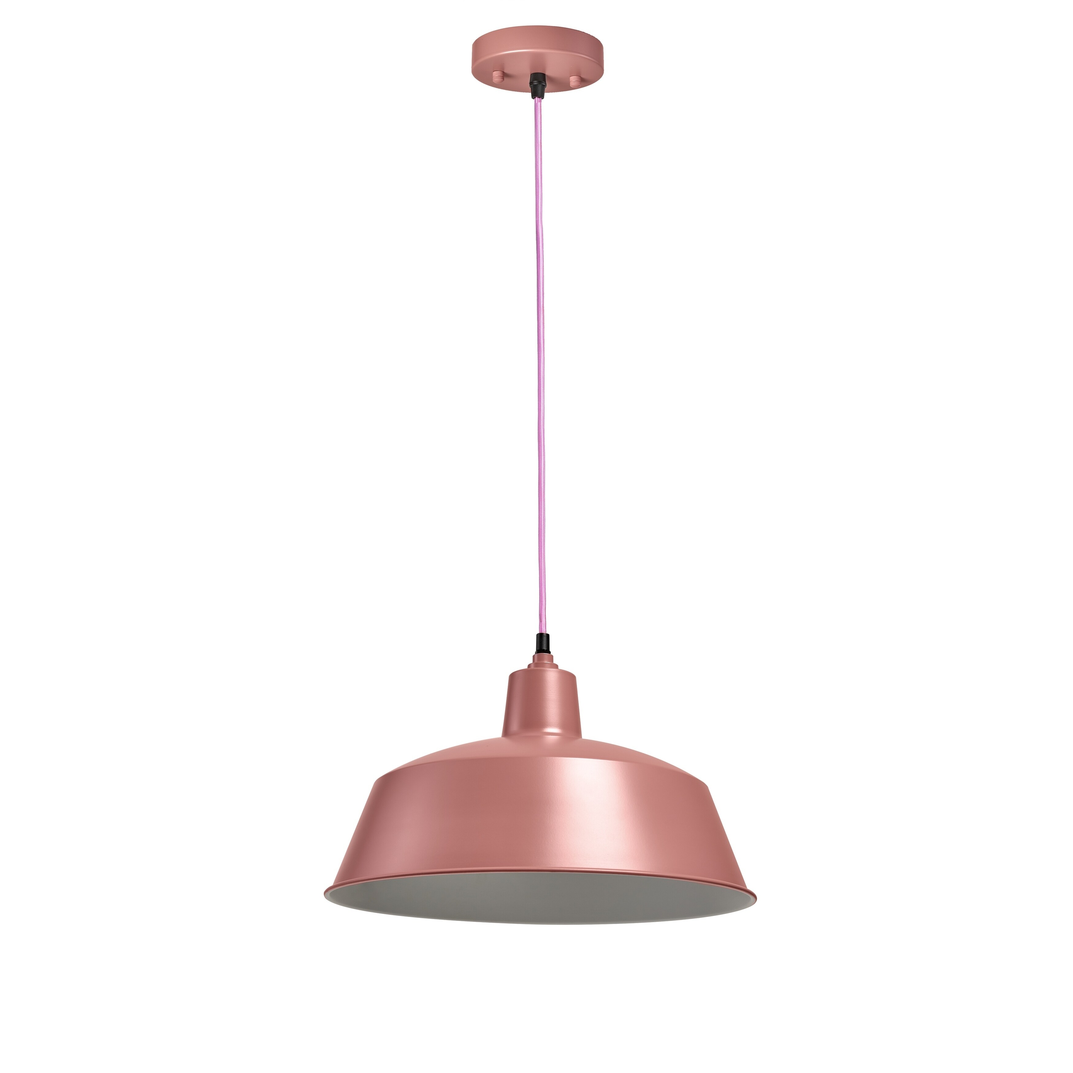 Ledpax Adjustable Length Kenai Farmhouse Pendant Fixture Steel Shade Blush Pink