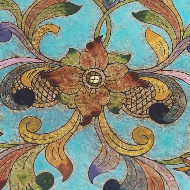 NOVICA Handmade Mystic Flora Reverse-Painted Glass Tray (Peru)