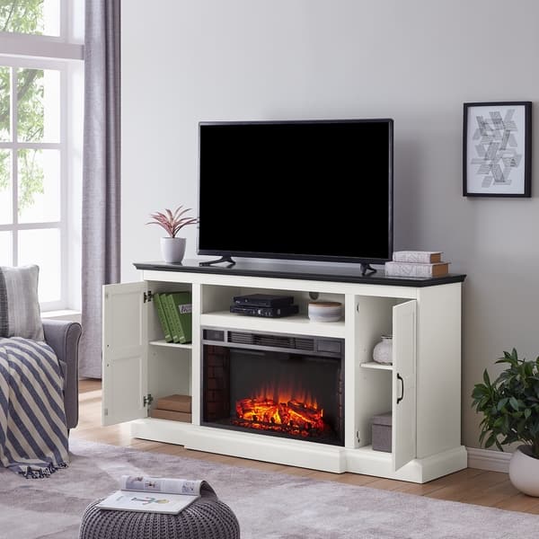 Shop Belle Modern Farmhouse White Electric Fireplace Media Console