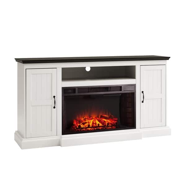 Shop Belle Modern Farmhouse White Electric Fireplace Media Console