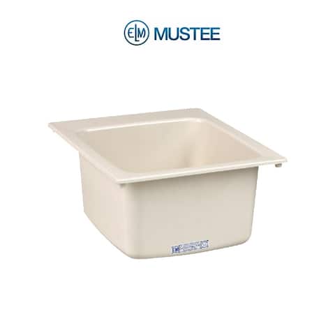 Mustee 17-in x 20-in 1-Basin Biscuit Self-Rimming Composite Laundry Utility Sink - 17-in x 20-in