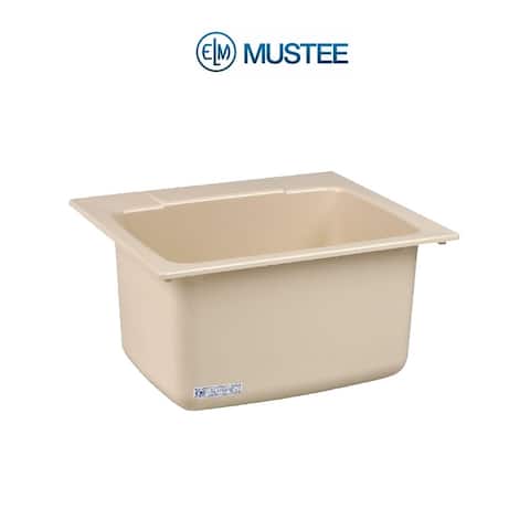 Mustee 25-in x 22-in 1-Basin Bone Self-Rimming Composite Laundry Utility Sink with Drain - 25-in x 22-in